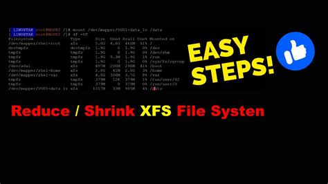 reduce xfs filesystem size linux